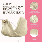 GOO GOO Clip in Hair Extensions Real Human Hair, Remy Human Hair Extensions Clip ins for Women, Natural Human Hair, 24inch 150g 9Pcs, #17A/60A Ash Blonde Highlighted Platinum Blonde
