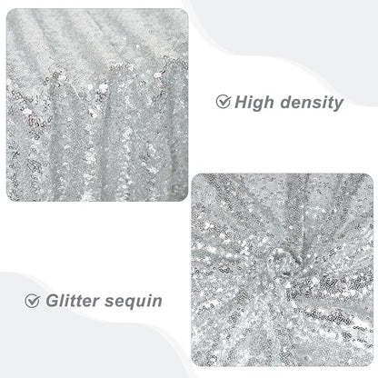 PartyDelight Silver Sequin Backdrop Curtains 2x8ft 2 Panels | Sparkly 3mm - Image 2
