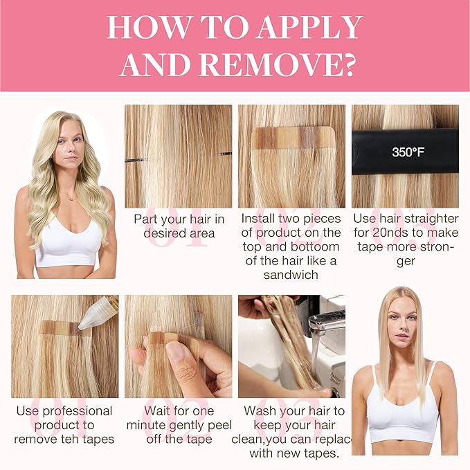 GOO GOO Tape in Hair Extensions Human Hair, 17/22/60 Ash Blonde to Golden Blonde and Platinum Blonde, 22inch 50g 20pcs, Skin Weft Seamless Invisible, Silky Straight with Thick Ends, Remy Human Hair