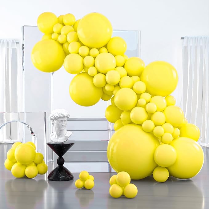 PartyWoo Yellow Balloons 127pcs Matte Yellow Color 18 12 10 5 Inch | 18 12 10 5 by PartyWoo