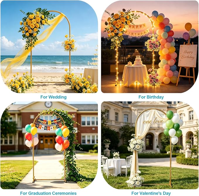 6.6 FT Metal Arch Backdrop Stand, Balloon Arch Stand, - Image 6
