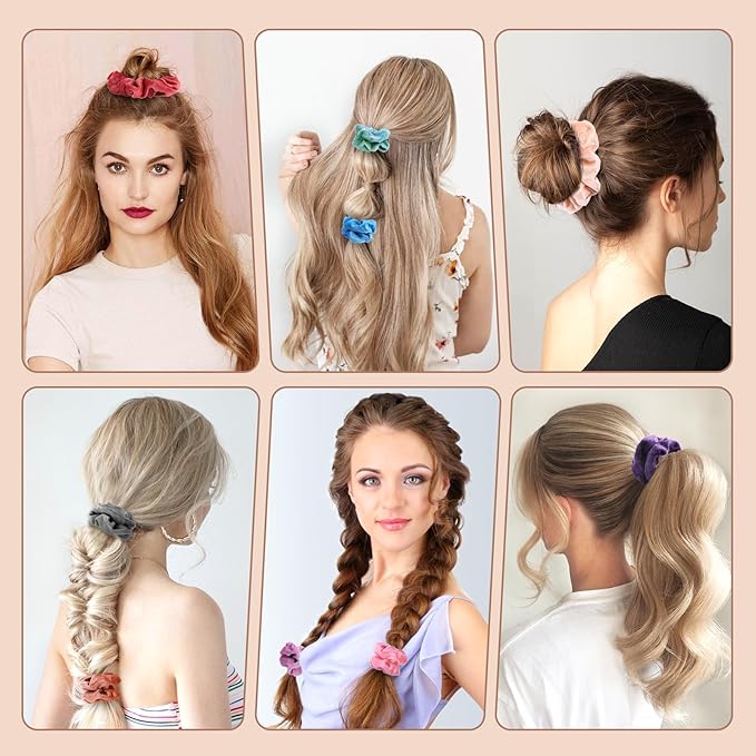 OCATO Birthday Gifts for Women Mom: 24Pcs Velvet Scrunchies Easter Basket Essentials for Adults Girls Elastic Hair Scrunchies for Women Girls Hair Ties Hair Bands Hair Accessories Party Favors