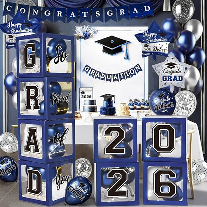 Navy Blue Graduation Decorations Class of 2026 by QIYANPAX