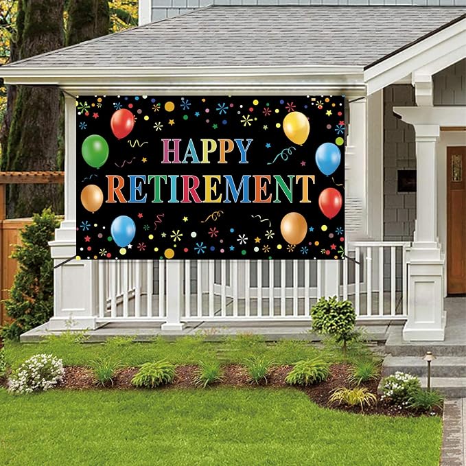 Happy Retirement Backdrop with 70.8"X43.3"，Large Happy Retirement Banner - Image 2