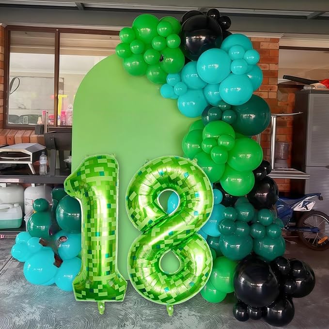 Number 18th Birthday Balloon Lime Green Pixel, 40 Inch Large Dark Kelly Green - Image 5