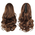 Ponytail Extension, Clip on Ponytails for Women, 12" Claw Clip in Short Curly Wavy Pony Hair Extension for Women - Light Golden Brown