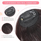 Clip in Bangs 100% Real Human Hair, Wispy Bangs Hair Clip, Fake Bang Fringe with Temples Hairpieces for Women Daily Wear (Medium Brown, Wispy Bangs)