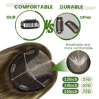 Hair Toppers for Women Real Human Hair 6x7 inch Silk Base 150 Density 65 grams 14inch Balayage Chocolate Brown To Caramel Blonde Wiglet Top Pieces Add Volume（#4274 14inch）
