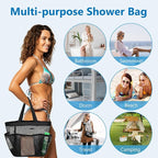 Mesh Shower Caddy – Portable Bathroom Organizer with 8 Pockets, Quick-Dry Hanging Shower Tote for College Dorm, Gym, Travel, and Shared Bathrooms – Black