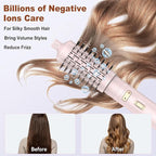 Hair Dryer Brush, 4 in 1 Rotating Round Hot Air Spin Brush Set Negative Ionic Professional Blow Dryer with Detachable Brush(2" & 1.5"), 3 Heats and 2 Speeds Rotating Blow Dryer Brush