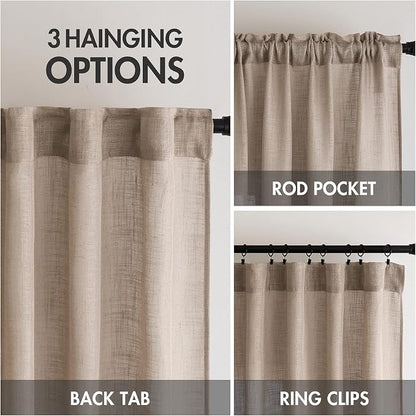 MIULEE Taupe Linen Curtains 52x72 Inch - Image 3