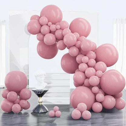 PartyWoo Mauve Dusty Balloons 100pcs Pink Rose Boho Netural Color | 18 12 10 5 by PartyWoo