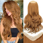 ALXNAN Long Wavy Hair Extensions for Women, Clip in Hair Extensions Clip Ins Soft Full Head Synthetic Hairpieces 20 Inch Strawberry Blonde