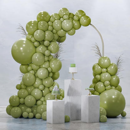PartyWoo Sage Green Balloons 92pcs Different Sizes of 18 12 10 5 Inch Olive by PartyWoo