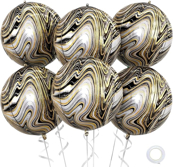 Black Gold and White Balloons Foil, 22Inch Metallic Balloons Printed, Round by Saxuxu