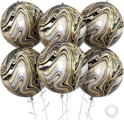 Black Gold and White Balloons Foil, 22Inch Metallic Balloons Printed, Round by Saxuxu
