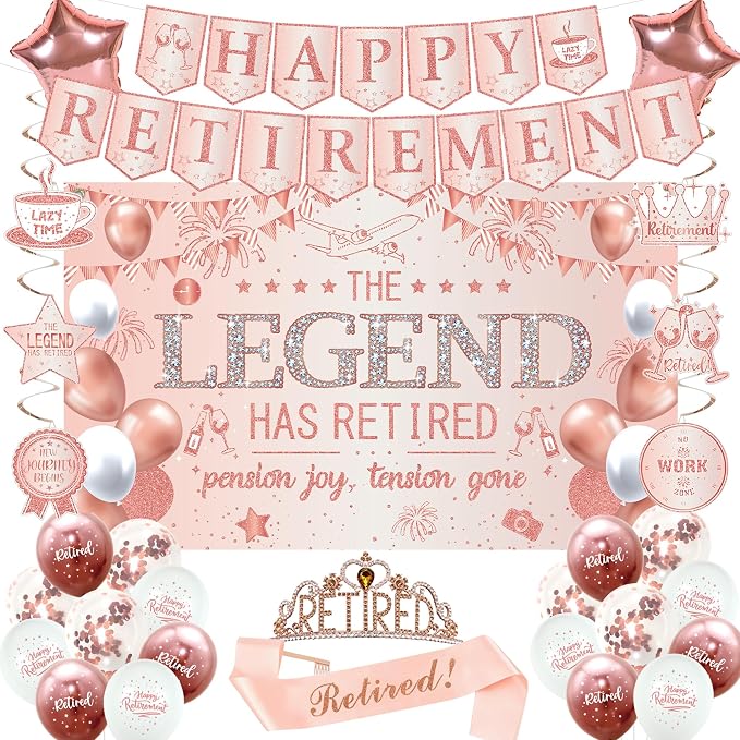 Roetyce Rose Gold Retirement Party Decorations by Roetyce
