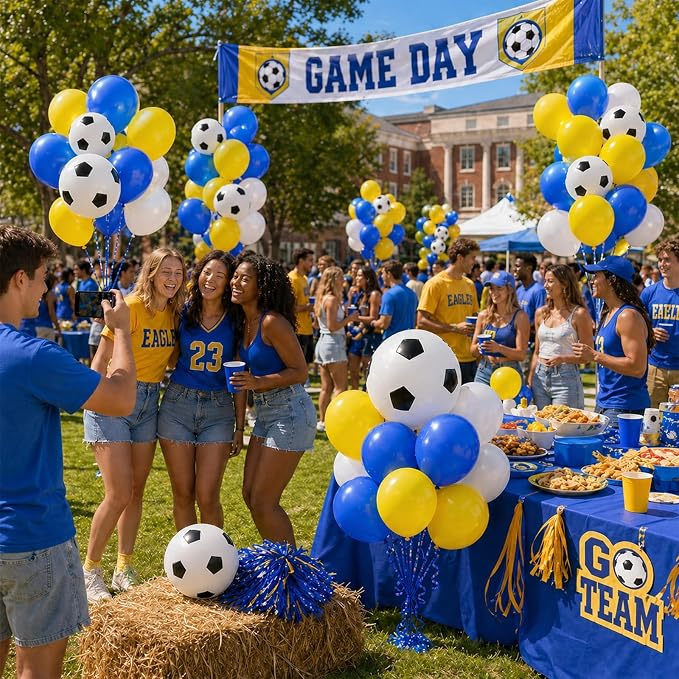 Blue and Yellow Soccer Balloons Set - Image 7