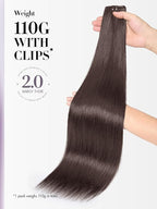 LUVME Invisible Clip in Hair Extensions Real Human Hair, 22 inch 110g 6Pcs, Natural Remy Human Hair Extensions Clip ins for Women, Natural Human Hair Silky Straight Highlight No.2