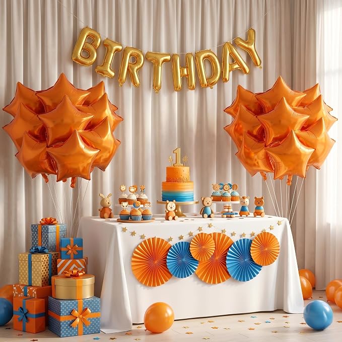 TONIFUL 15 Pcs Star Shaped Balloons 18 Inch Iridescent Orange Foil Balloon | - Image 5