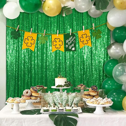 Poise3EHome Green Sequin Backdrop, 6FT x 8FT Sequin Photography Backdrop Curtain - Image 2
