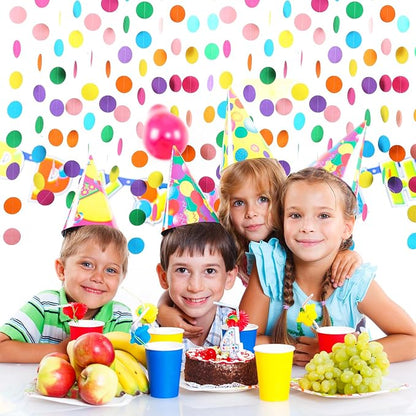 RUBFAC 5pcs Rainbow Circle Dots Paper Garland Party Decorations | Rainbow - Image 5