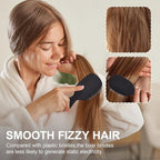 Mini Boar Bristles Hair Bursh, Travel Size Hair Brush for Women Men Kids, Protable Small Hair Brush for Pockets Purses, Mini Detangler Brush for Smooth Add Shine(Black)