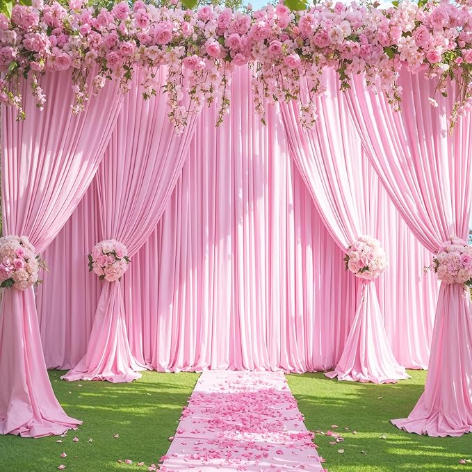 10 Panels Pink Backdrop Curtains - Image 5