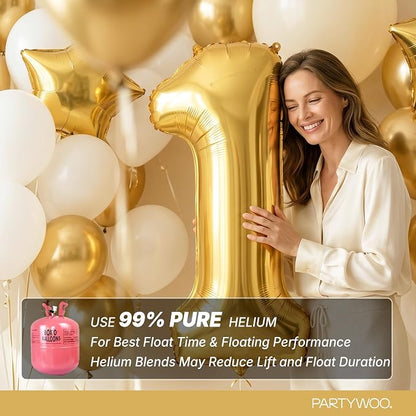 PartyWoo Number Balloons 40 Inch Gold Number 1 Kit 25pcs - Image 5