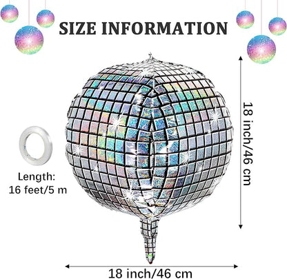 Fovths 12 Pieces Silver Disco Ball Balloons 18 Inch 4D Large Disco Balloon Foil - Image 2