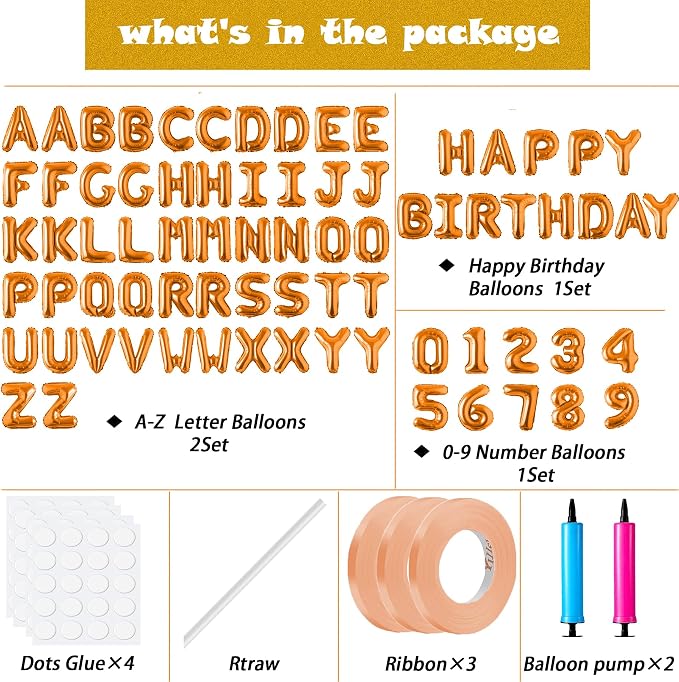 Happy Birthday Balloon Banner Custom Phrase Balloons letter 16 inch - Image 2