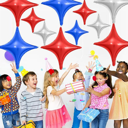 Red Blue Silver Star Balloons, 26Inch and 10Inch Red Blue Quadrangle Helium - Image 5