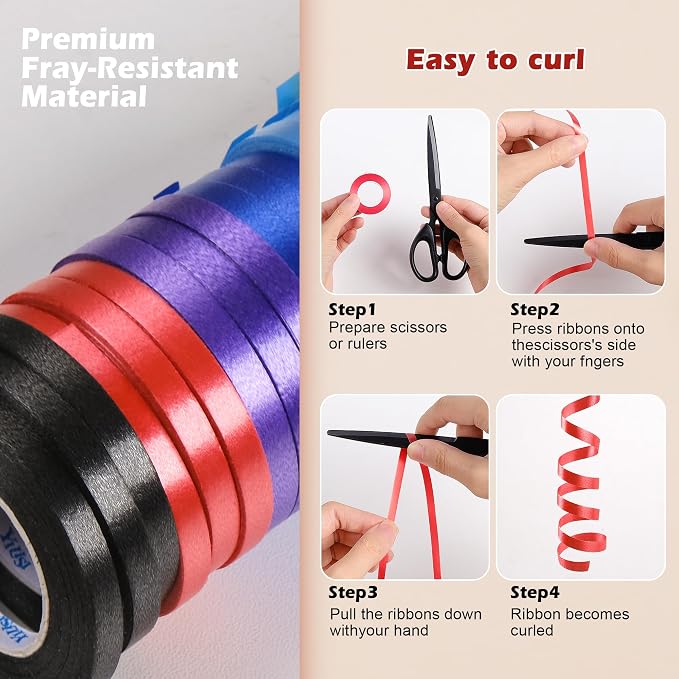 Curling Ribbon for Gift Wrapping: A 10-Color 30Roll Balloon Ribbon | Birthday - Image 4