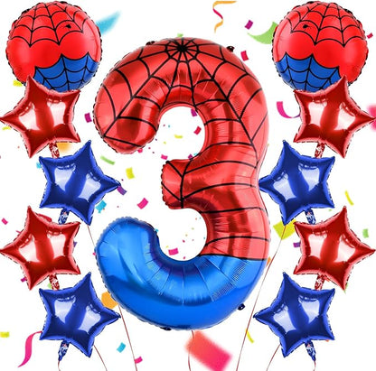 40 Inch Spider Theme Number Balloon, Number Block Foil Number 3 Balloons Large by AXBMM