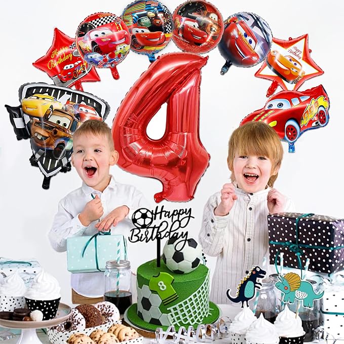 9 Pcs Car Theme Happy Birthday Decorations, Cute Cartoons Party Decorations - Image 5