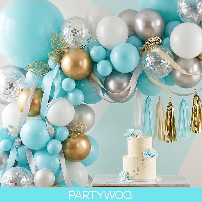 PartyWoo Teal Balloons 140pcs Turquoise Dark Teal Color 5 Inch | 18 12 10 5 - Image 8