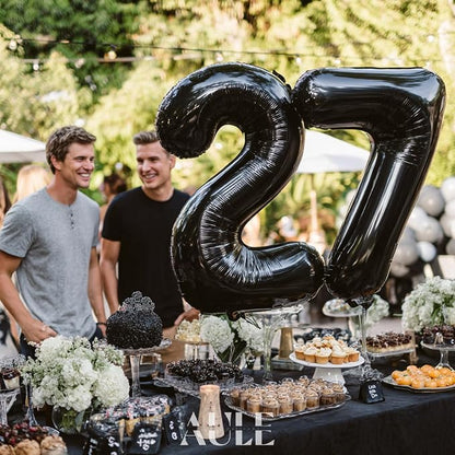 AULE 40 Inch Black Number Balloon 27 Foil 0-9 Birthday Big Numbers | Birthday - Image 2