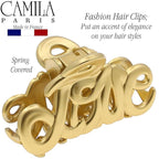 Camila Paris CP3286 French Hair Clip for Women, 2 inch Girls Hair Claw Clips Jaw Gold Fashion Durable and Styling Hair Accessories for Women, Strong Hold No Slip Grip, Made in France