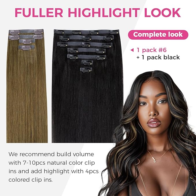 Lashey Seamless Clip in Hair Extensions Real Human Hair Medium Brown 4pcs 46g Invisi Edge 18 Inch Straight Hair Extension Clip ins