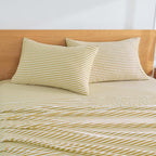 JELLYMONI 100% Natural Cotton Striped Standard Pillowcases Set, 4 Pack White and Yellow Stripes Pillow Covers with Envelope Closure(Pillows are not Included)