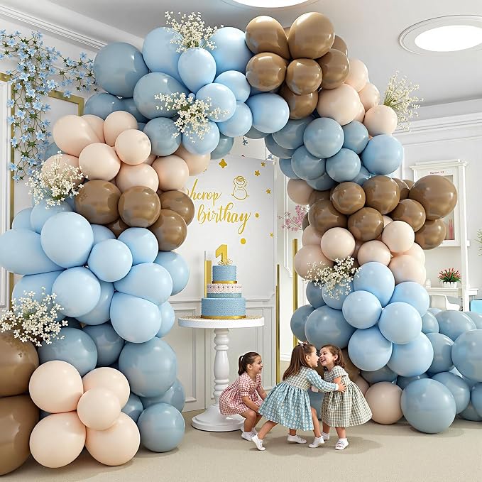 412Pcs Dusty Blue and Brown Balloon Arch Kit, 5 10 12 18inch Bear Baby Shower - Image 6