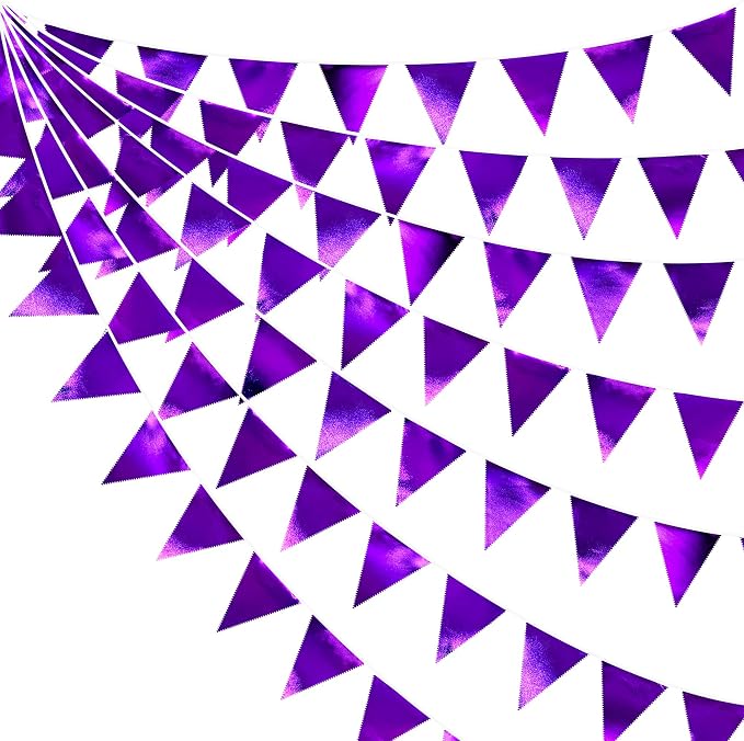 Purple Party Decorations Triangle Pennant Banner Flag Dark Purple Metallic by pinkblume