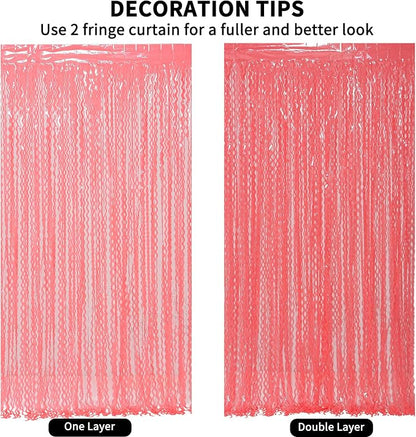 Wavy 4 Pack Watermelon Red Foil Curtain Backdrop - Image 6