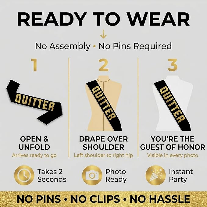 Sterling James Co. Quitter Retirement Party Sash - Image 3