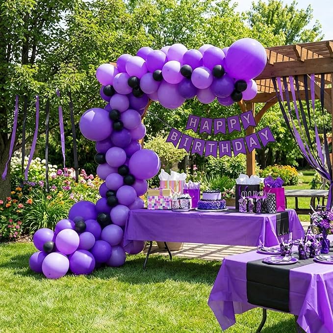 RUBFAC 135pcs Purple Balloons, Latex Lavender Lilac Balloon Different Sizes 18 - Image 6