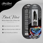 Silver Brush Limited WC-3000S Black Velvet Master Watercolor Set, Set of 3, Size 3/4 Inch Oval Wash, Size 8 Round, and Size 1 Script Liner Paintbrushes, Short Handle