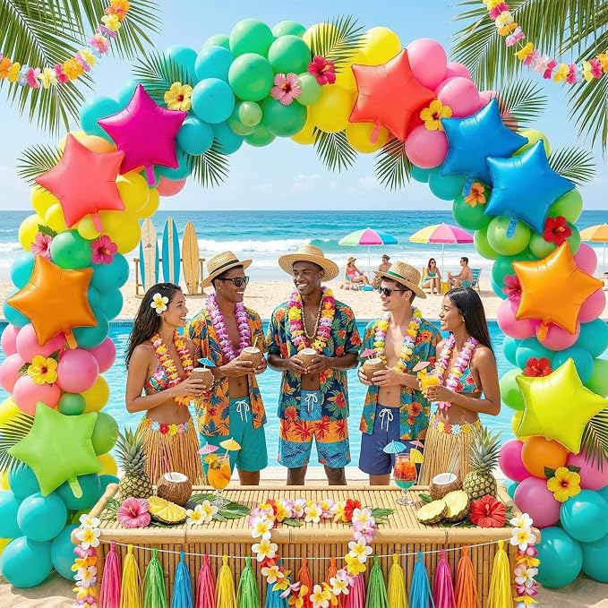 Neon Star Balloons, 19 Inch Hot Pink Blue Green Yellow Red Orange Glow - Image 4