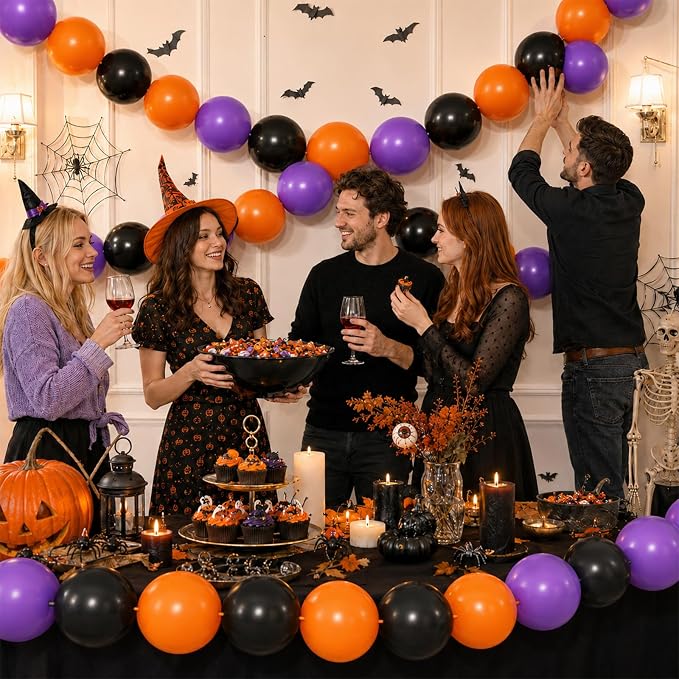 Black Purple Orange Link Balloons, Linking Balloons - Image 3