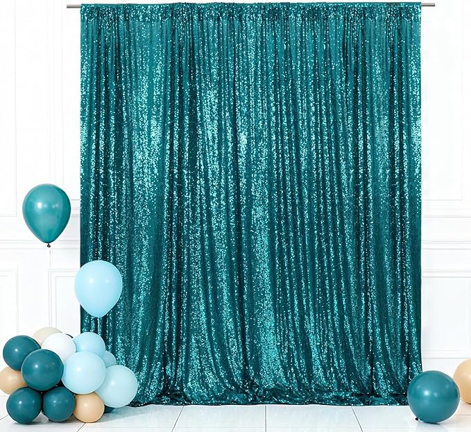 Eternal Beauty Teal 3mm Sequin Backdrop 8x8 Ft by EternalBeauty