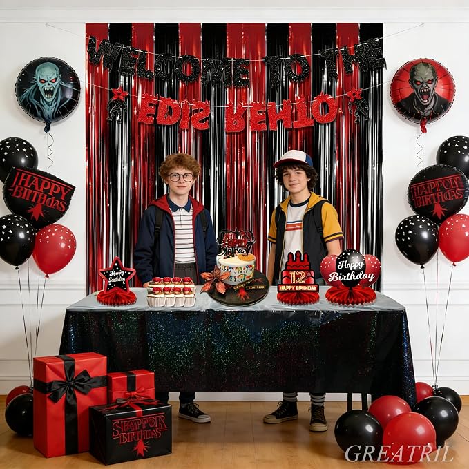 Black Red Party Streamers Backdrop - Image 2